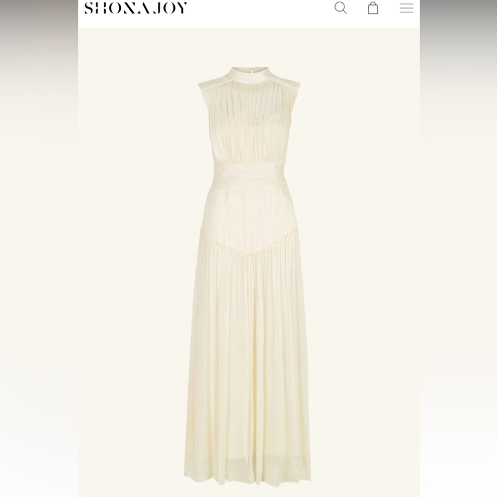 Clemence High Neck Midi Dress - Cream